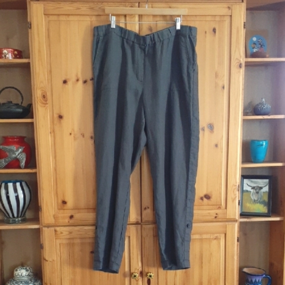 J. Jill Pure Linen Gray Minimalist Pull On Pants Size XL
